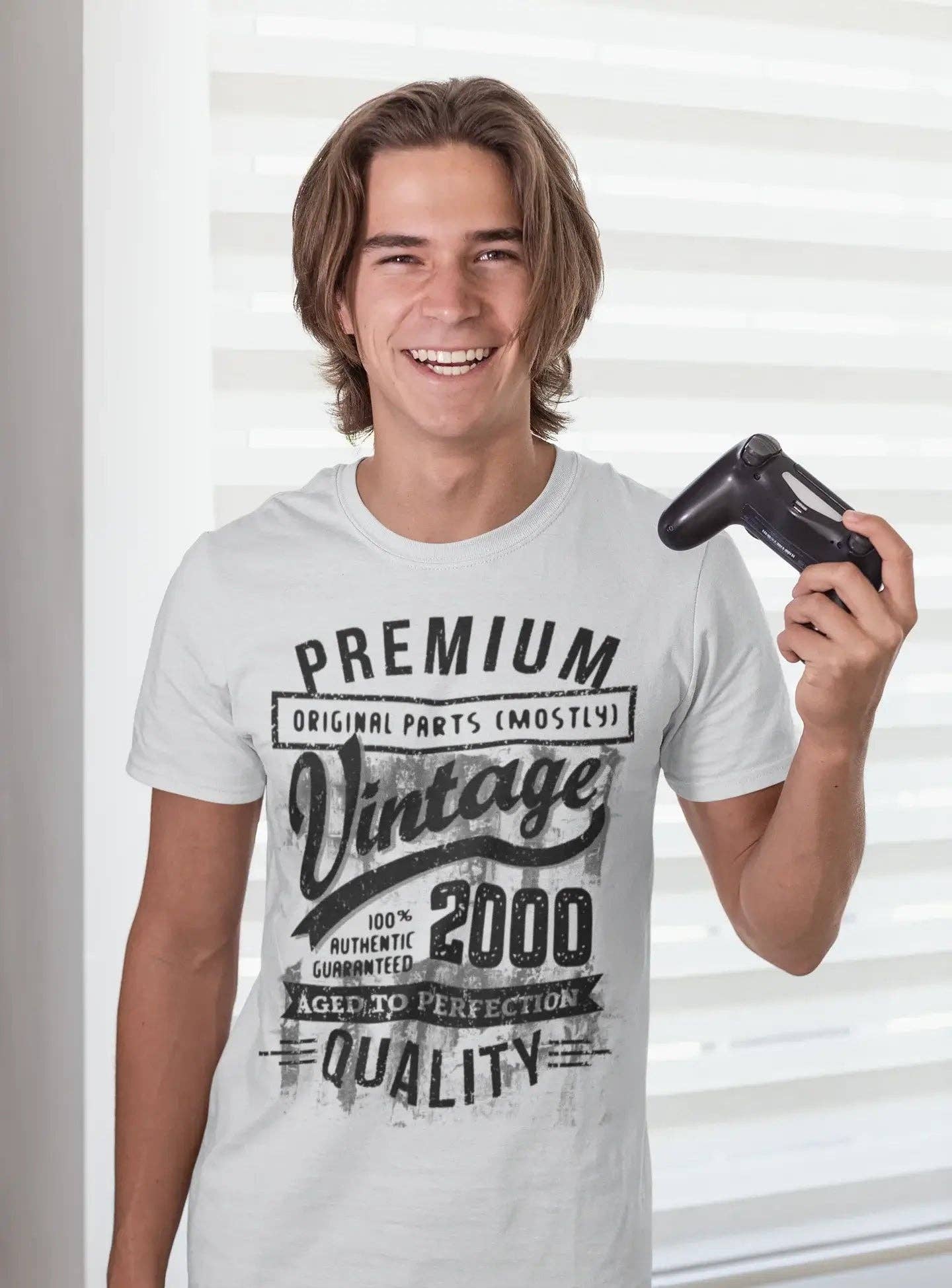 Gris chiné ULTRABASIC - T-shirt cadeau d'anniversaire graphique pour homme, 2000 Aged to Perfection en vente sur Faire2