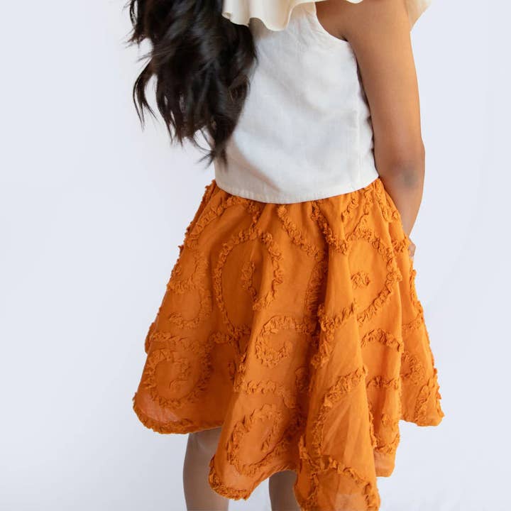 Jupe d'été texturée 100 % lin - Rouille - Pas de tarifs pour la vente par Ruhmee