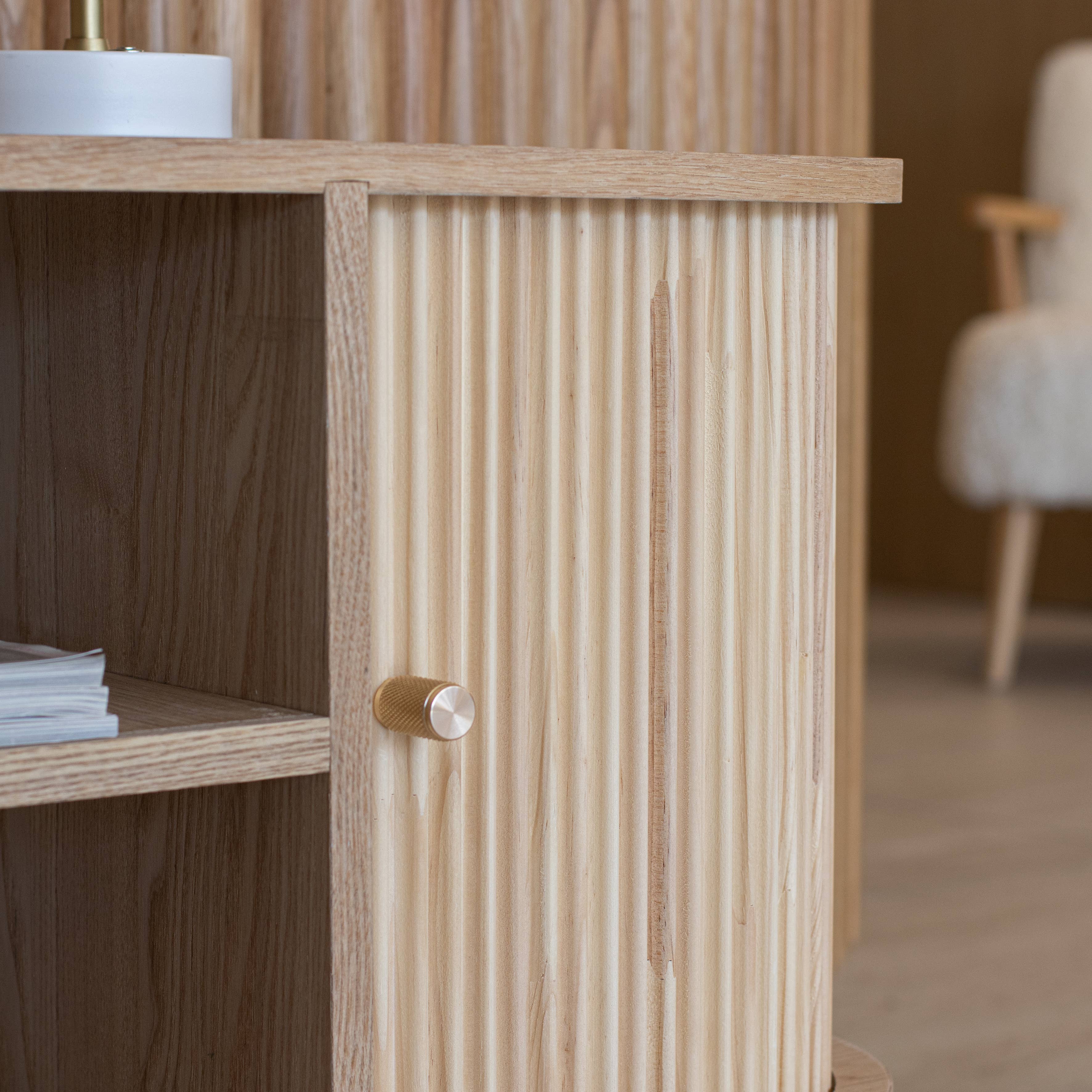 Now's Home - Wholesale Console Table - NATURAL PINE WOOD TV STAND WITH DOORS 110X39X55CM HECTOR3