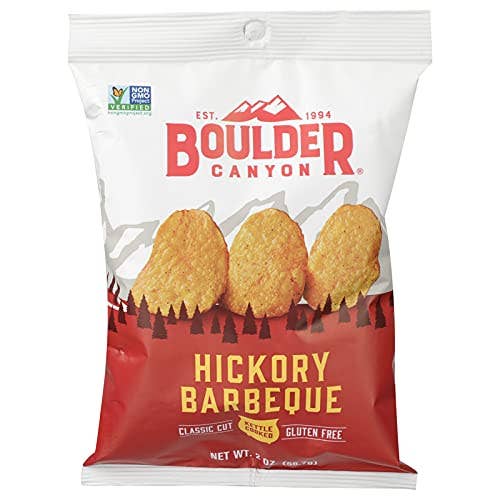 Shop The King - Wholesale Chips - Boulder Canyon Hickory Barbeque Kettle Cooked Potato Chips 2 oz. Pegged Bags (Pack of 8)
