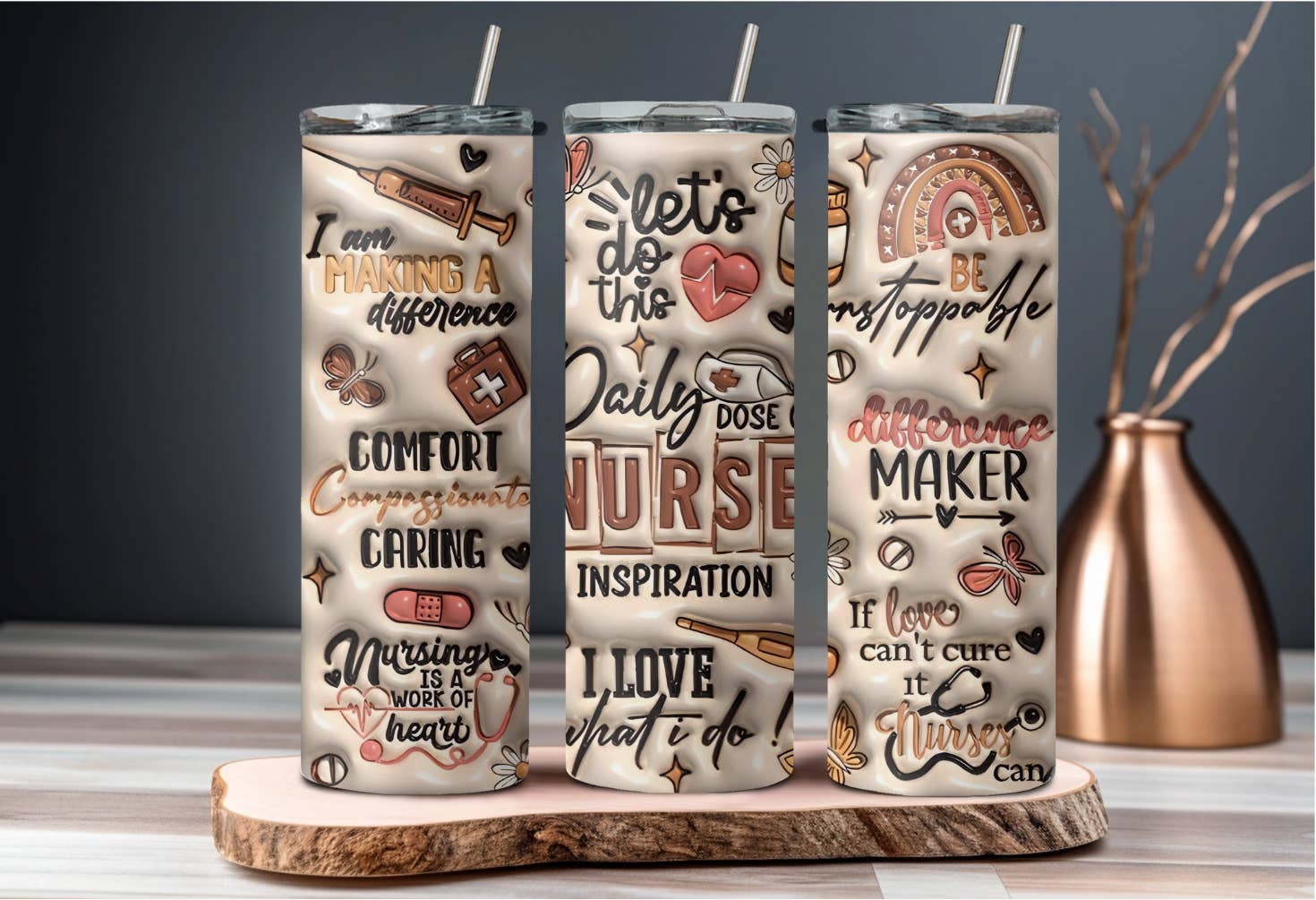 Wicked Flower Creations - Wholesale Insulated Mug/Tumbler - Daily Dose of Nurse 3D Tumbler