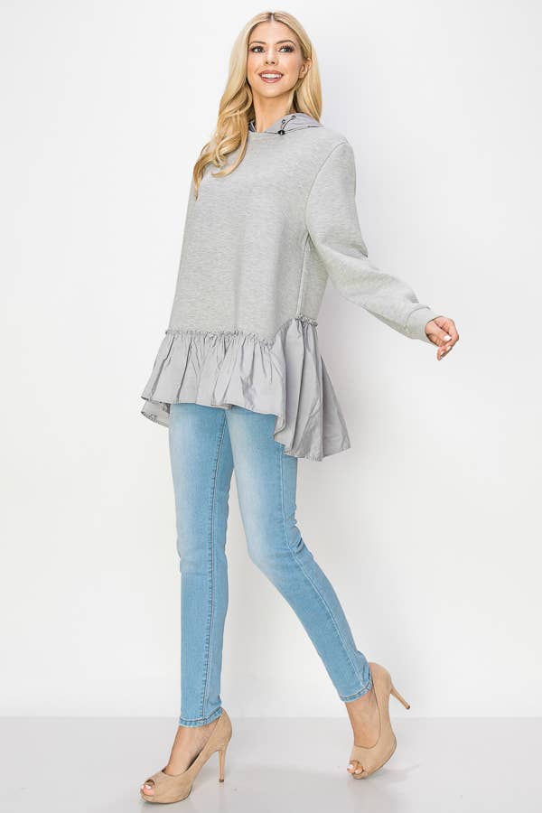 Joh Apparel - Vente Haut en maille – femme - Haut à capuche en scuba extensible français Fabria5