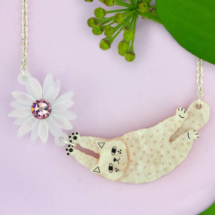 Cream Cat Necklace for wholesale by Little Moose