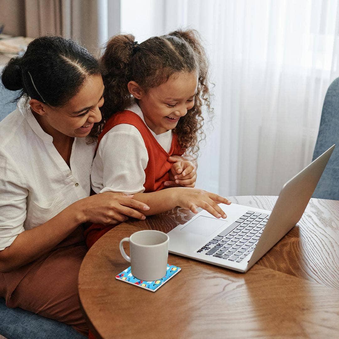 3dRose - Vendita all'ingrosso Sottobicchiere - 3dRose, Motivo Carino di Londra con Cuori, Ombrelli, Tè e Corone, Sottobicchiere1