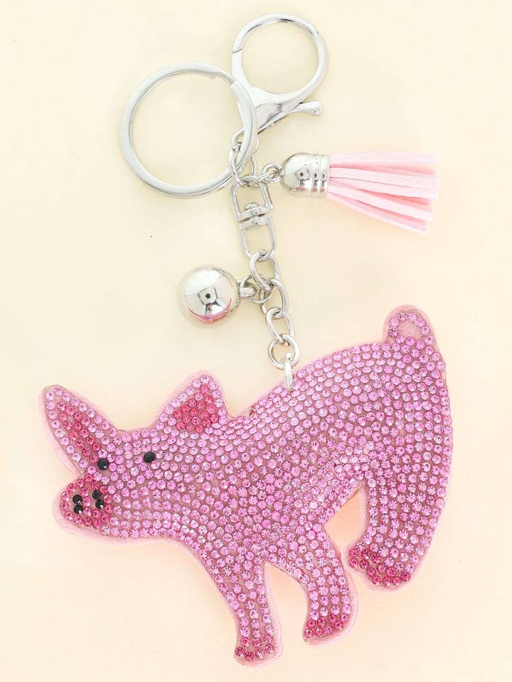 JUVELERAD ROSA GRIS BELL CHARM TOFS NYCKELRING KCY11240 för wholesale av anbfashion