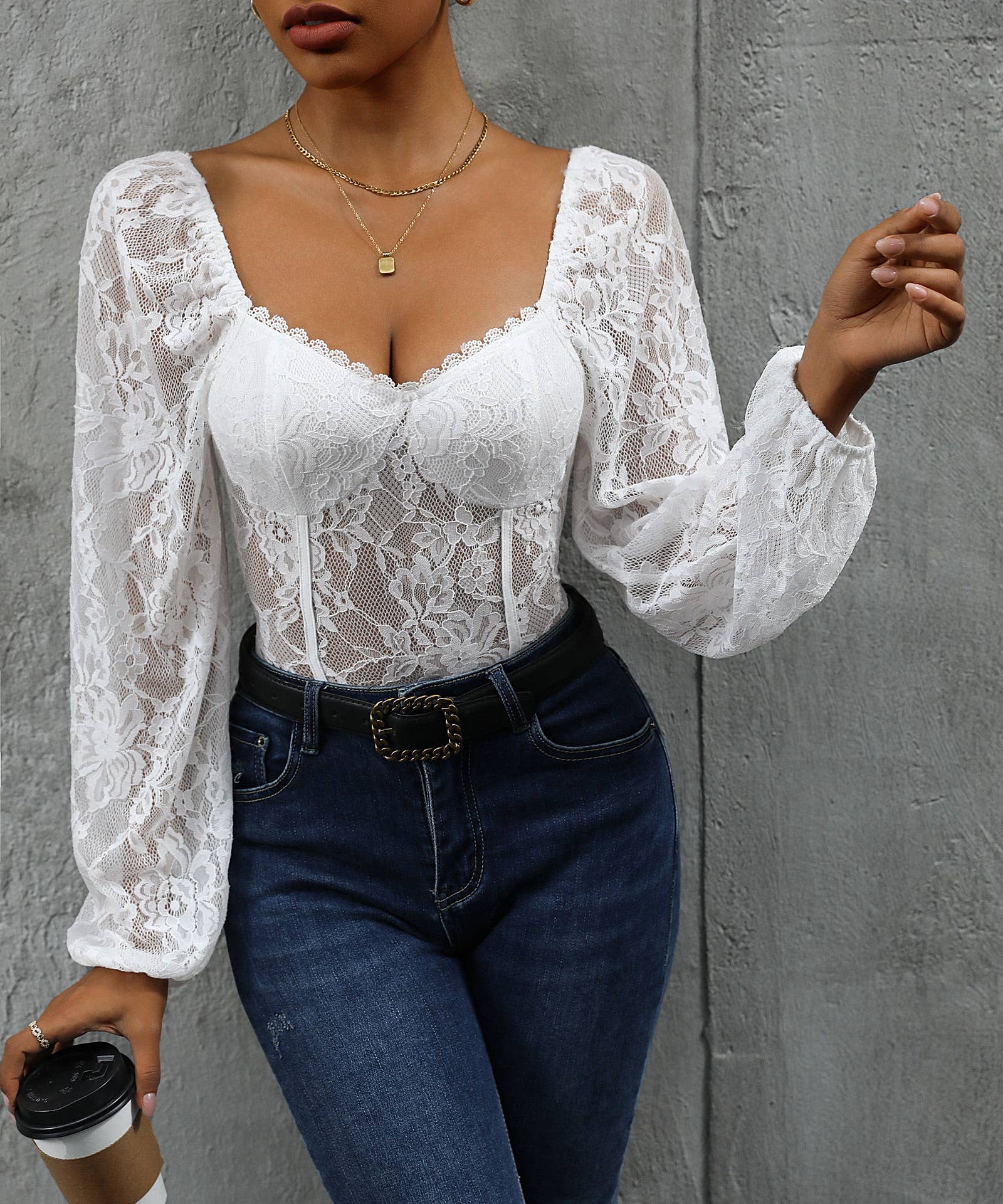 YNIQUE – Engroshandel Bodysuit undertøj - Dame – Dame Langærmet Bodystocking Blonde Toppe10