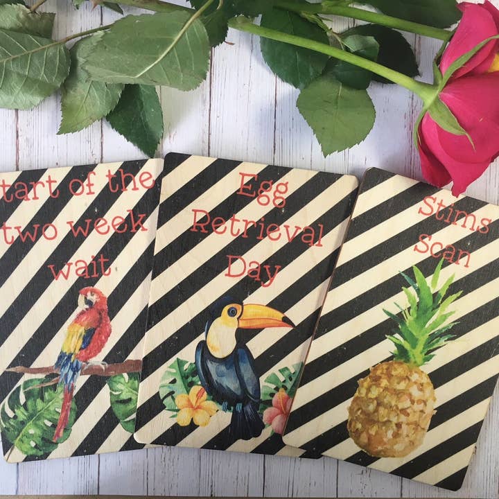 Printed Wooden IVF Journey Cards Tropical ® for wholesale by Dios Designs