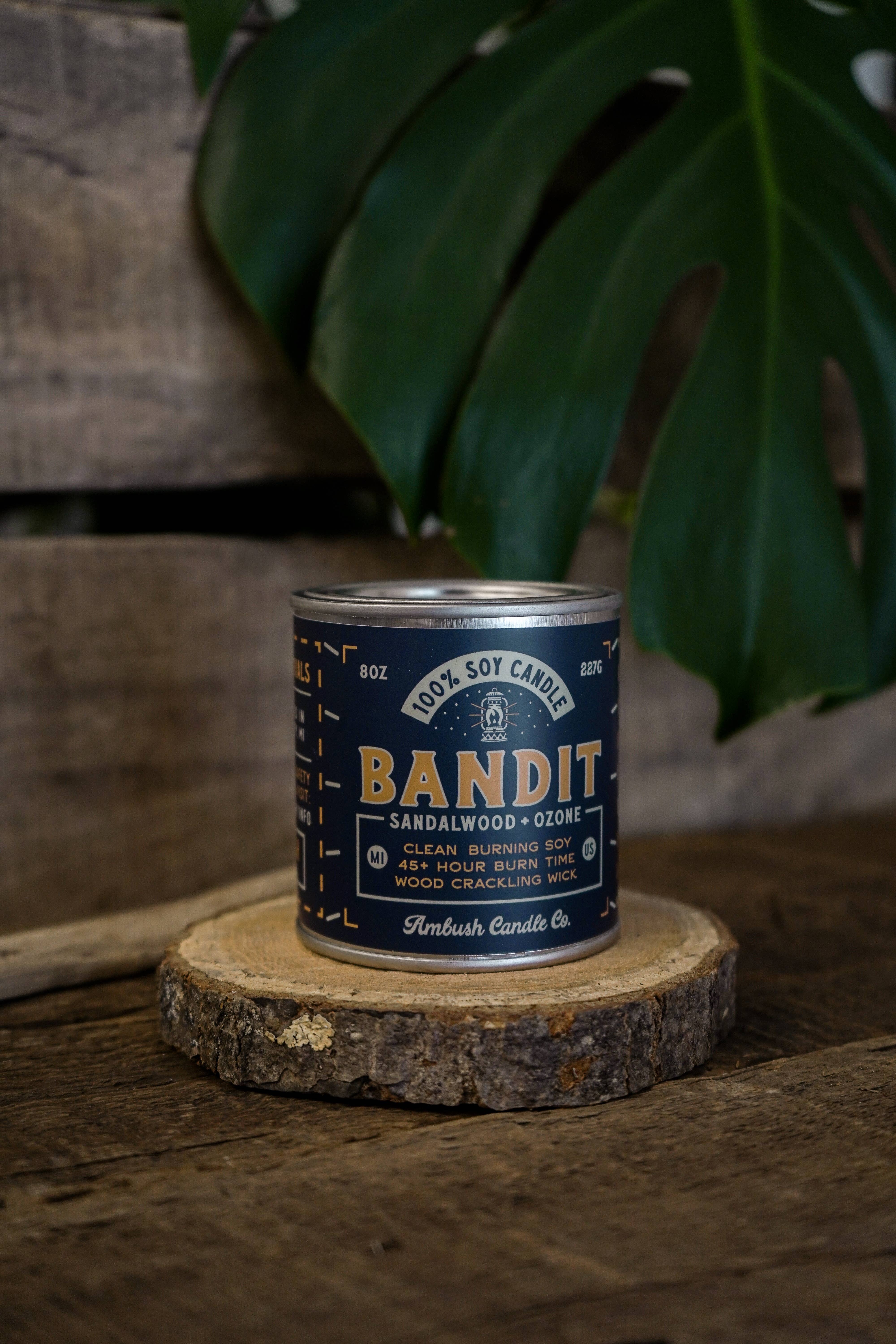 Ambush Candle Co. - Wholesale Jar/Filled Candle - Bandit | Sandalwood + Ozone 8oz Soy Candle5