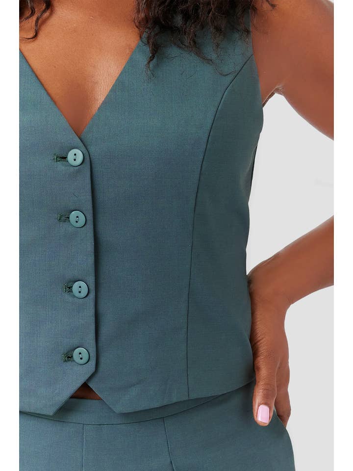 Aam - Wholesale Suit Vest - Women's - The Wool Vest - Teal Grey