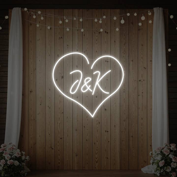 Hochzeitsinitialen Individuelles Neonschild V5 für den Großhandel von Light Your Way