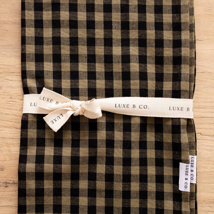 Luxe B Co - Vendita all'ingrosso Strofinacci - Strofinacci da cucina Gingham verde oliva Luxe B Co. Set di 22