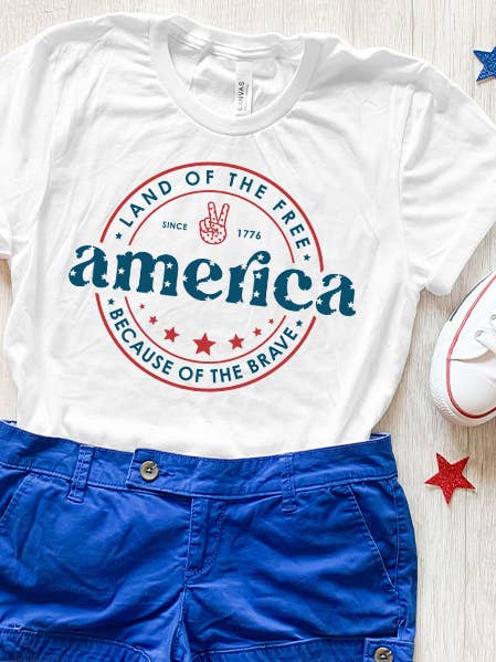 Land Of The Free Graphic Tee for wholesale by Southern Chic