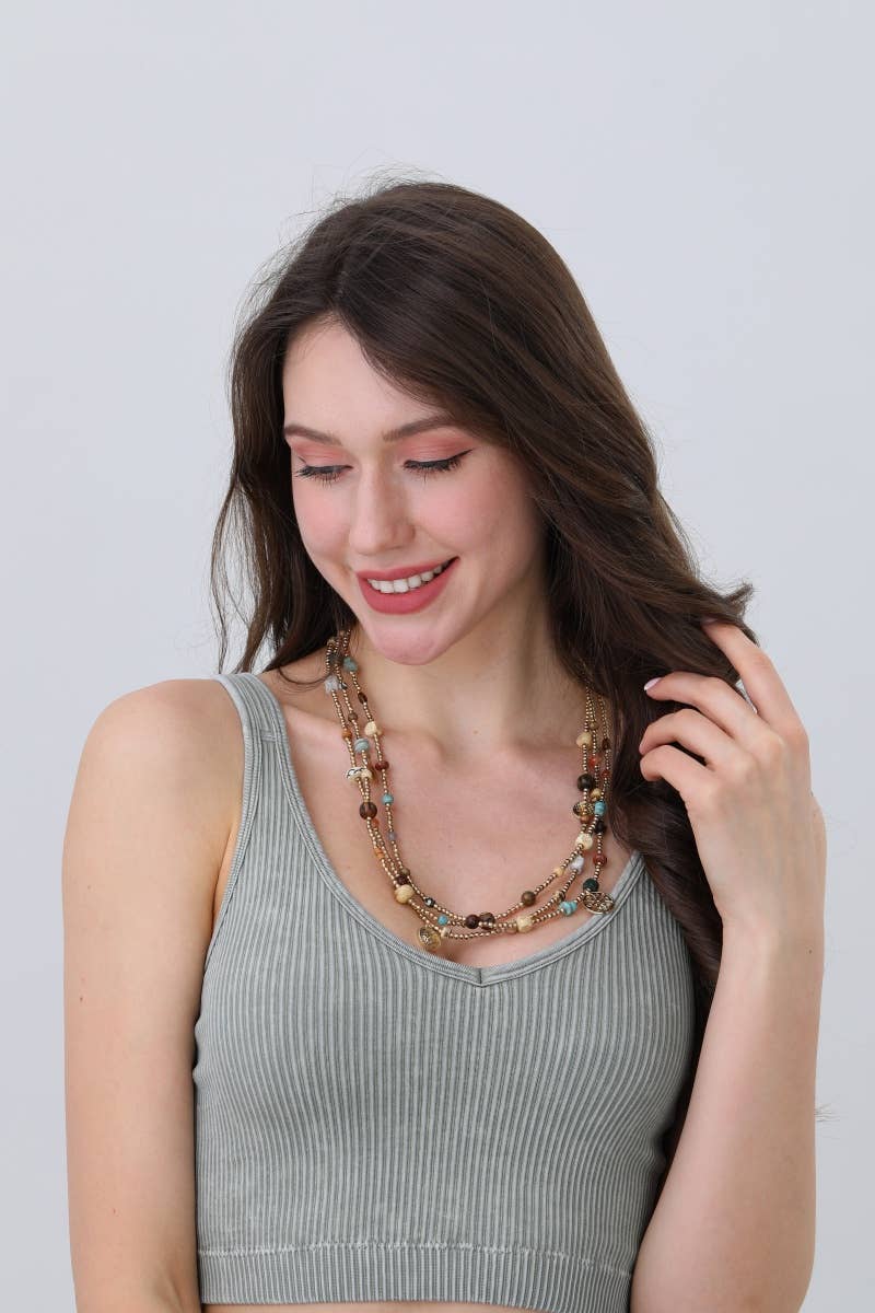 Leto Accessories - Wholesale Beaded/Pearl Necklace - 🌿 Earthbound Charm Multi-Bead Necklace1