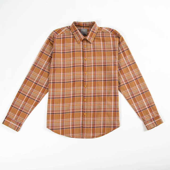 Kopparrutig långärmad vävd skjorta för wholesale av Stitch Note