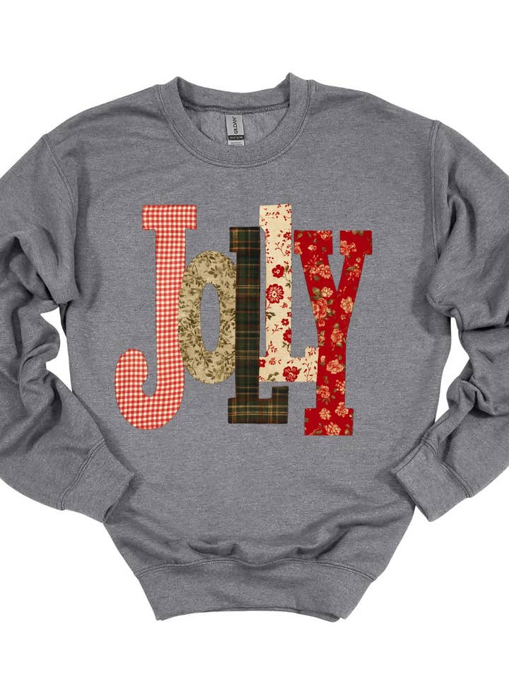 Jolly - Christmas Faux Fabric Design Sweatshirt for wholesale by Made On Main