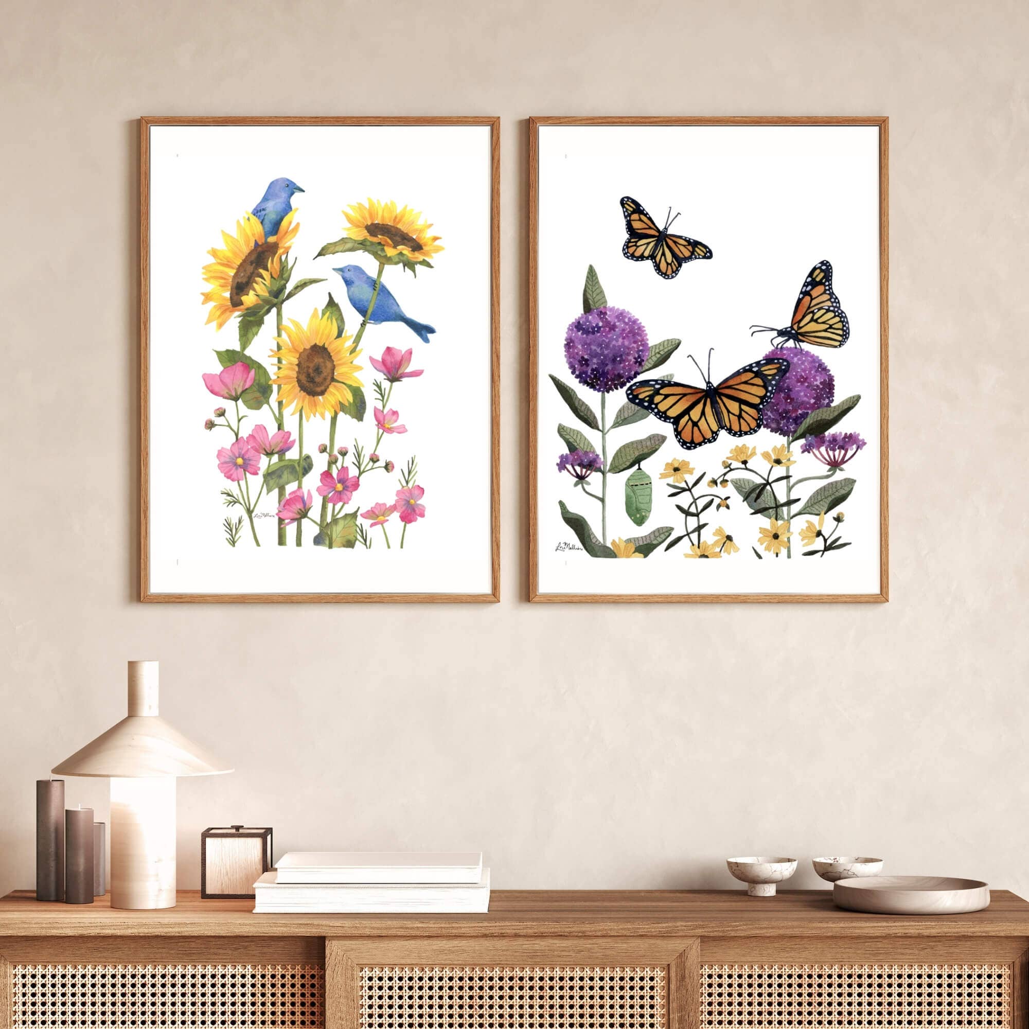 Papermill Creative - Wholesale Art Print - Sunflowers & Songbirds watercolor art print2