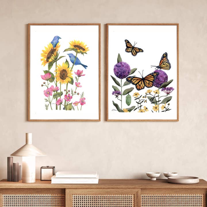 Papermill Creative - Wholesale Art Print - Sunflowers & Songbirds watercolor art print2