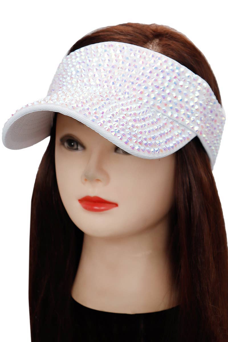 Cap Zone - Wholesale Visor - Women's - Full Bling Rhinestone Acrylic Velcro Visor16
