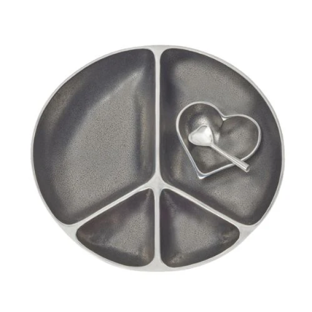 Inspired Generations - Wholesale Condiment/Dip Bowl - Serving Peace Chip and Dip Bowl with Heart Dish and Heart Sp1