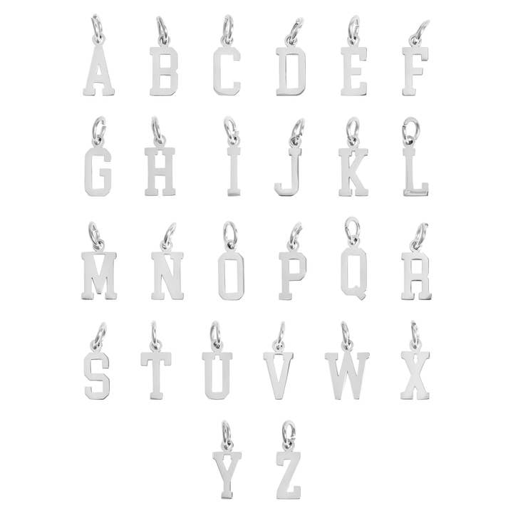 WJW - Wholesale Individual Charm/Pendant - Stainless Steel Small Sport Letter Pendants