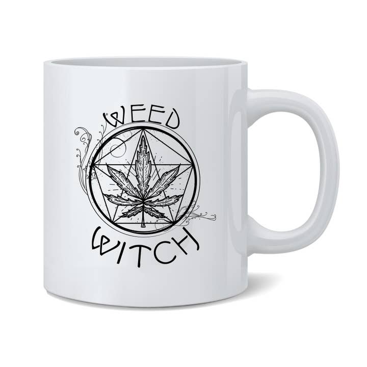 Weed Witch Retro Marijuana Pot 420 Wicca Graphic Mug 11oz for wholesale by Gotham Gifts
