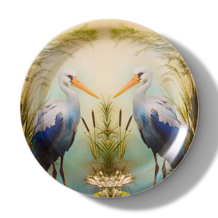 Great Blue Stork Mini Birchwood Tray | Small Wooden Tray for wholesale by Maure Luxury Gifts