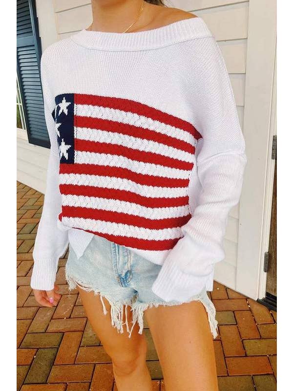 Queen Fashion - Wholesale Knit Sweater - Women's - us flag knitted sweater7