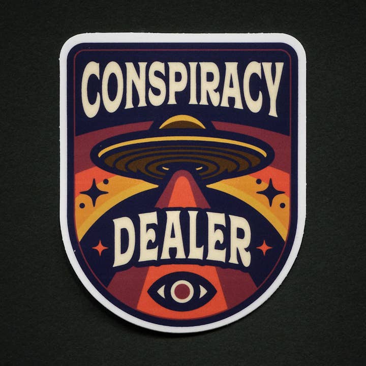 Conspiracy Dealer Sticker for wholesale by Starseed Supply Co.