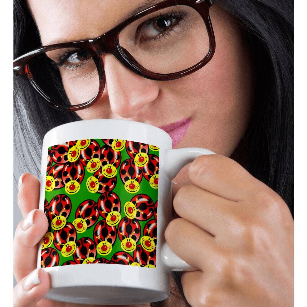 3dRose – wholesale Coffee mug – 3dRose, Cute smiling Face Ladybugs Pattern, Mug9