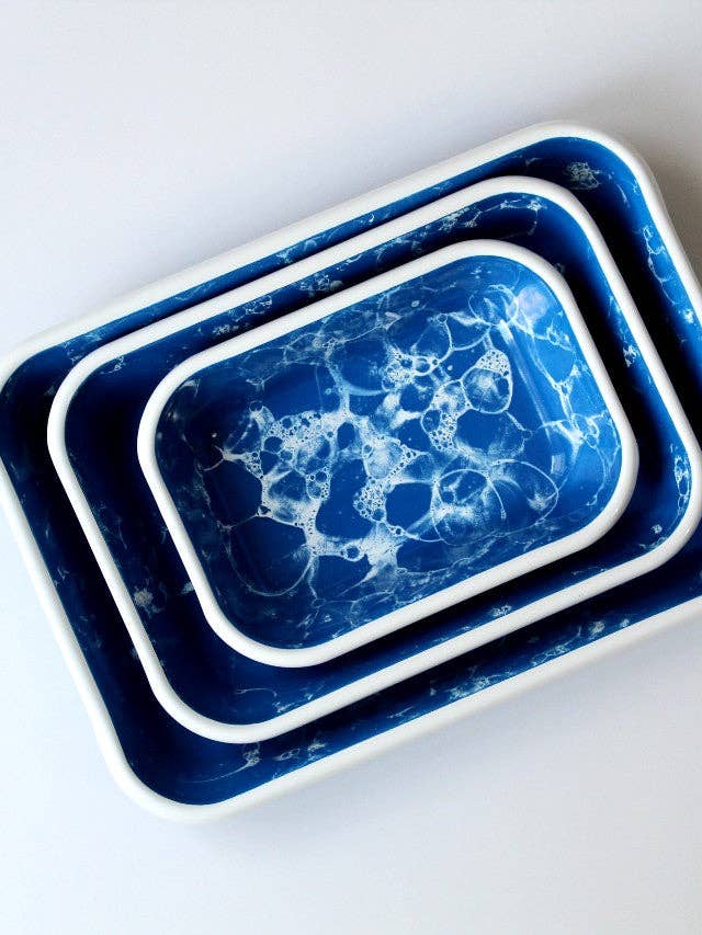 Set di 3 Teglie Rettangolari per Servire e Arrostire in Smalto della Collezione Bubble per la vendita all'ingrosso da parte di Rozi