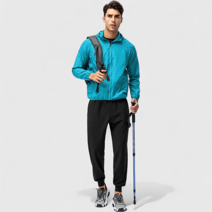 Active by Anna-Kaci - Wholesale Windbreaker - Men's - Men's Full Zip Hooded Windbreaker Jacket with Side Pockets a3