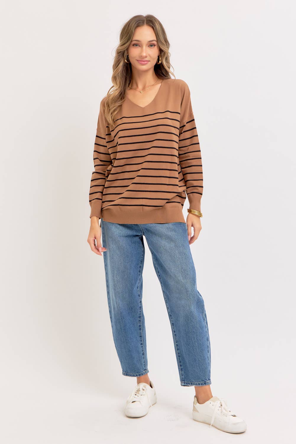 Sweet Lovely by Jen - Vente Pull en maille – femme - PULL À RAYURES SURDIMENSIONNÉ CONFORTABLE46