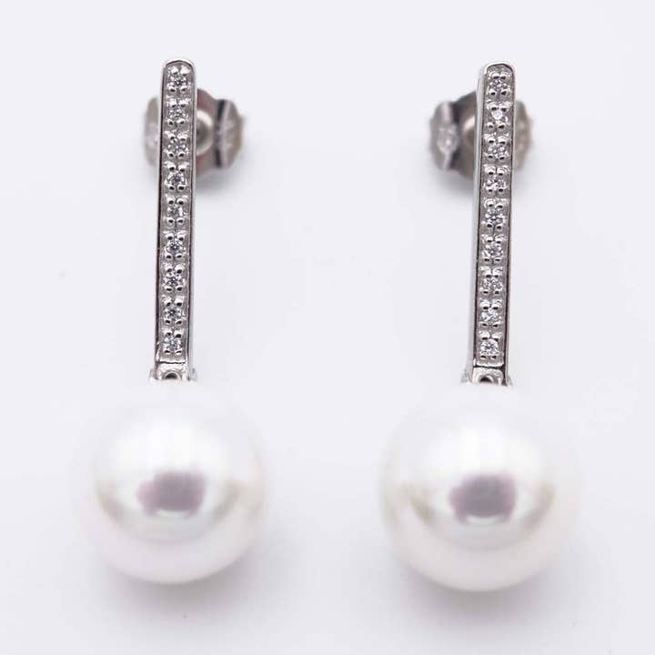 Majorcan Pearl Earrings - 12 x 34 mm for wholesale by France Perles