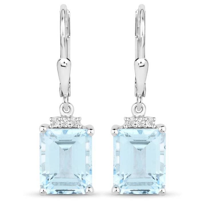 Pendientes de 7.91 ctw de topacio azul y topacio en plata de ley .925 para venta al por mayor de Quintessence Jewelry