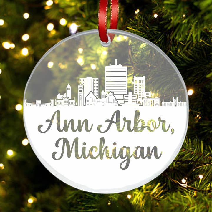 Blue Ridge Mountain Gifts - Wholesale Ornament - Ann Arbor MI - Skyline - Acrylic Christmas Ornament