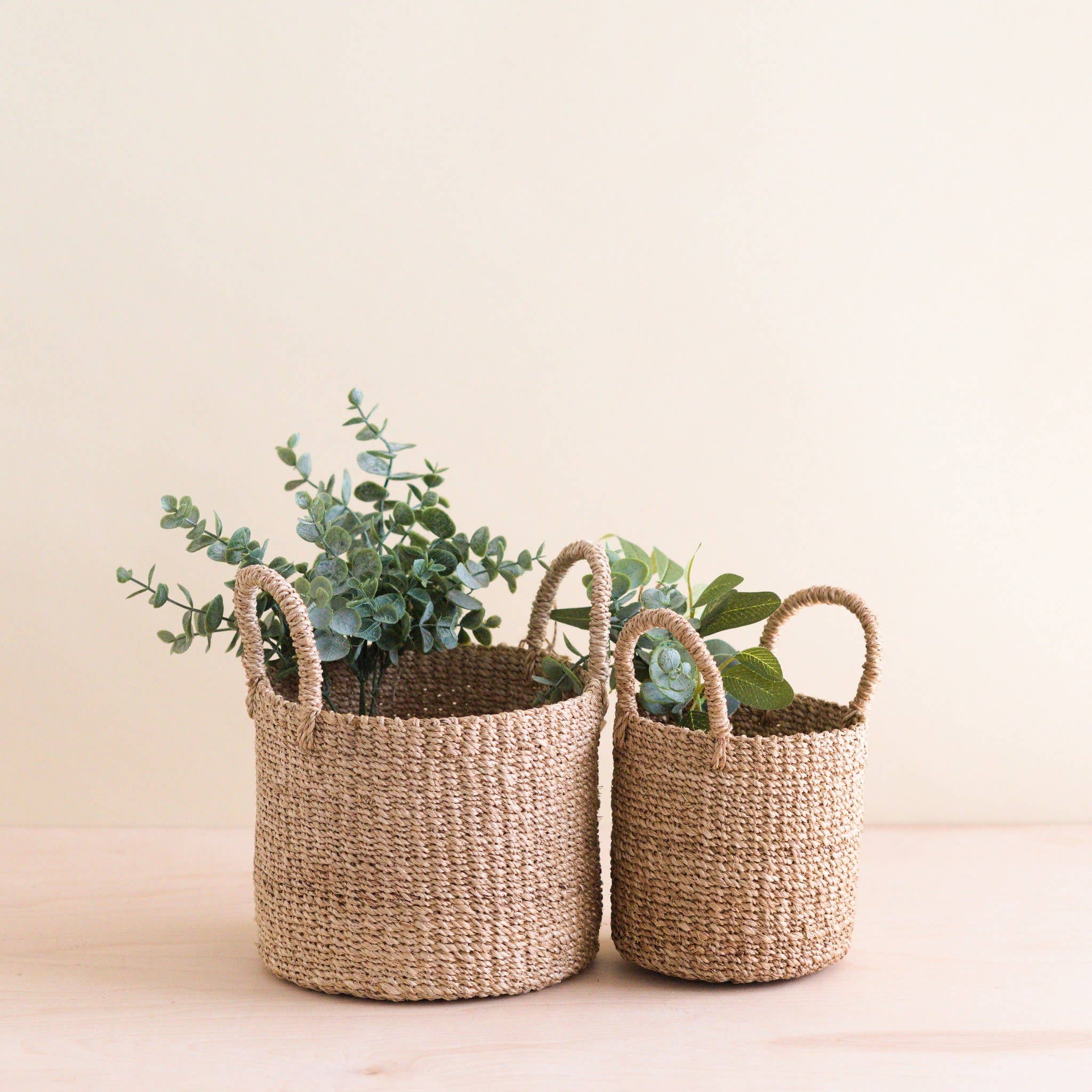 LIKHÂ - Wholesale Basket - Natural Tabletop Mini Basket with Handle Set of 2 - Weave Baskets | LIKHÂ4