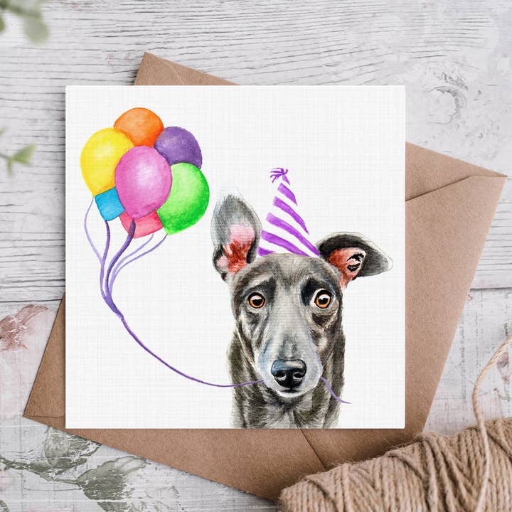 Cloud Jellybean Art - Vendita all'ingrosso Biglietti di auguri - Biglietto di compleanno con Greyhound blu