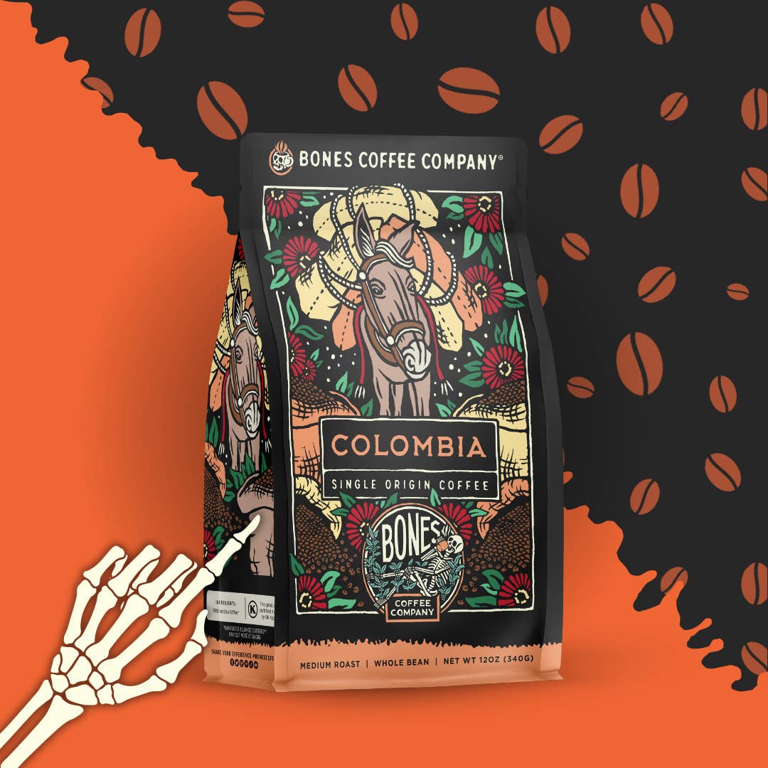 Bones Coffee Company - Wholesale Coffee Beans - Colombia Single-Origin Coffee | 12oz | Whole Bean & Ground