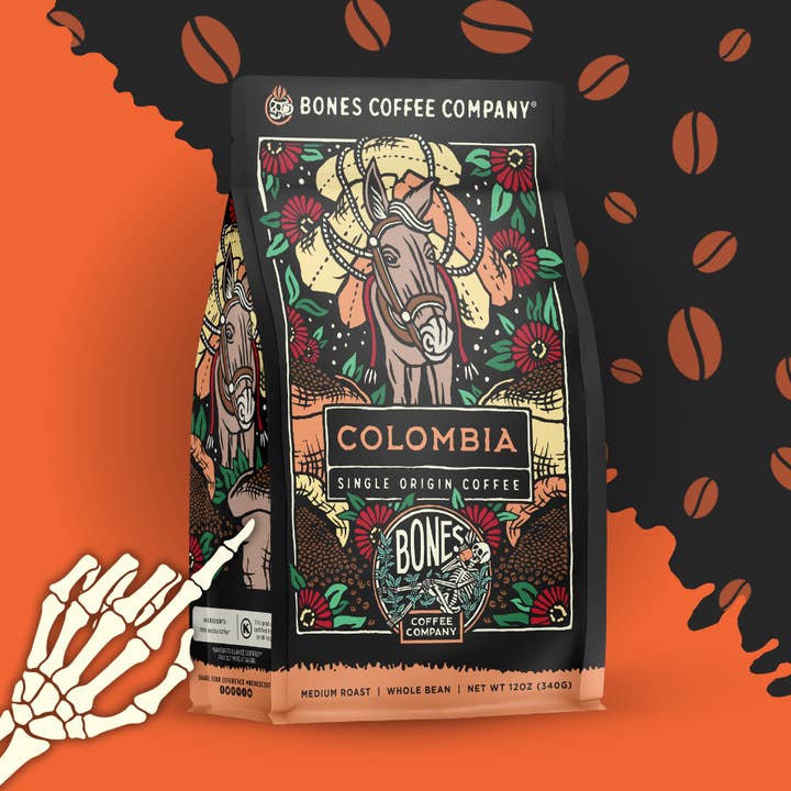Bones Coffee Company - Wholesale Coffee Beans - Colombia Single-Origin Coffee | 12oz | Whole Bean & Ground0