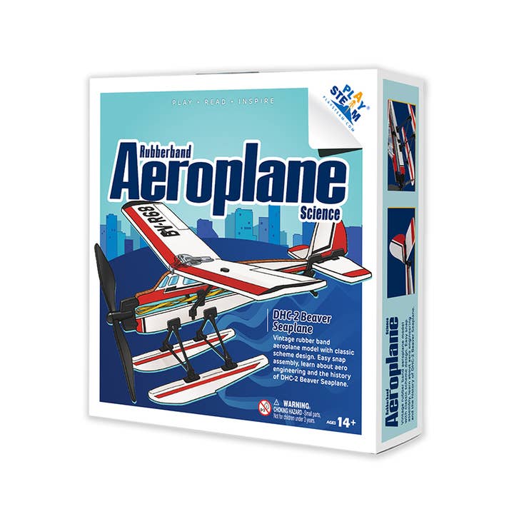 PlaySTEM - Wholesale Toy Plane - Kids - DHC-2 Beaver - Classic Series, Rubber Band Airplane Science