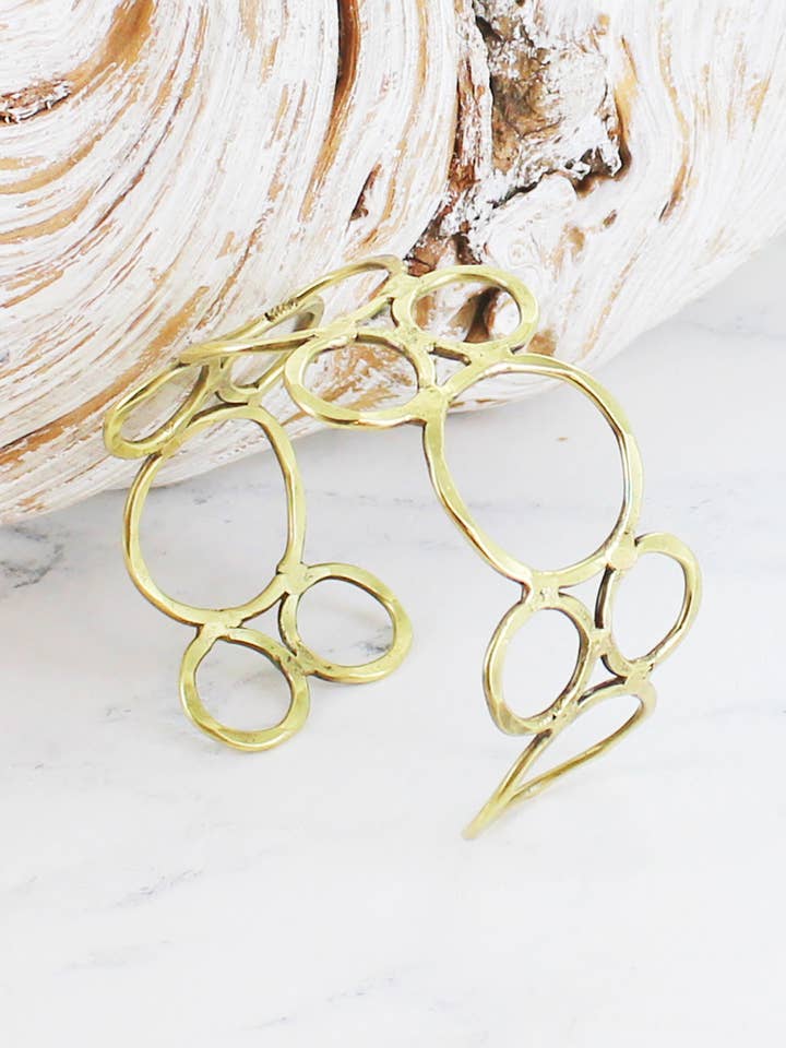 KH1821G BEATEN OPEN RING CUFF for wholesale by Suzie Blue