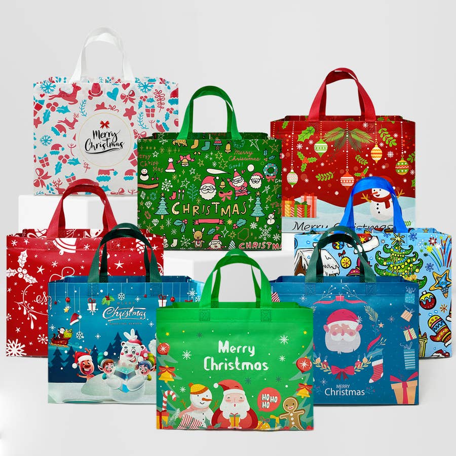 WRAPAHOLIC 16 Christmas Assorted Gift Bag Bundle with Tissue