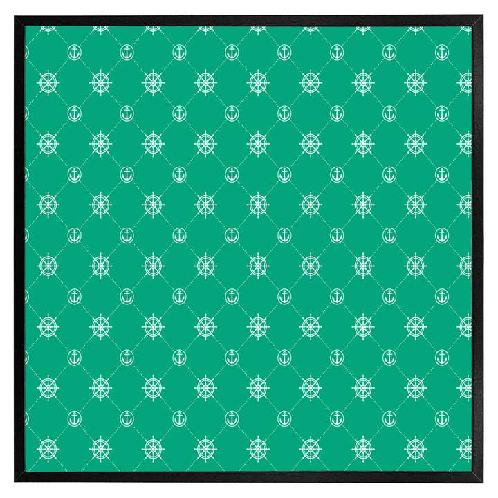 Éléments nautiques sur fond vert (Cadre photo) pour la vente par Benjamin Tate Design