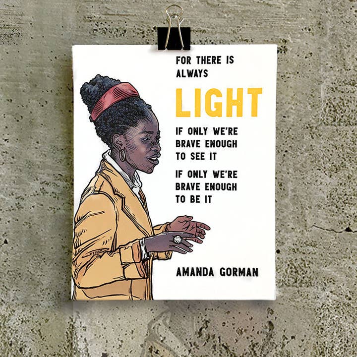 Amanda Gorman Art Print, 8"x10" for wholesale by Daniel Joseph Durkin Illustrations