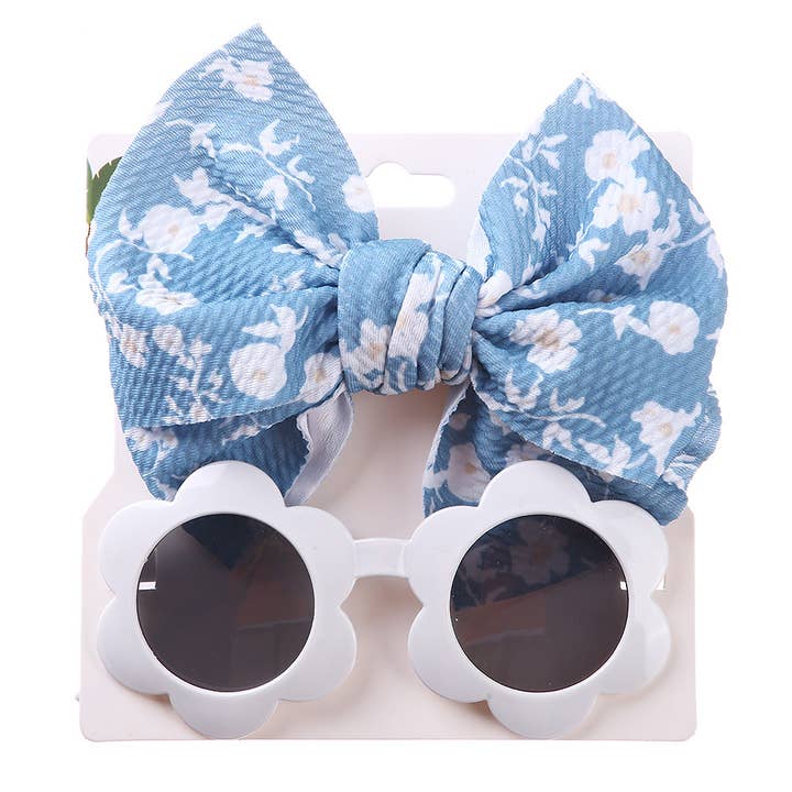 Little Trendy - Wholesale Sunglasses - Kids - Baby Girl Sunglasses and floral Headband 2pcs Set4