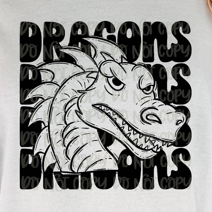 Dragões empilhados Mascote DTF Transferir por atacado de K and M Designs