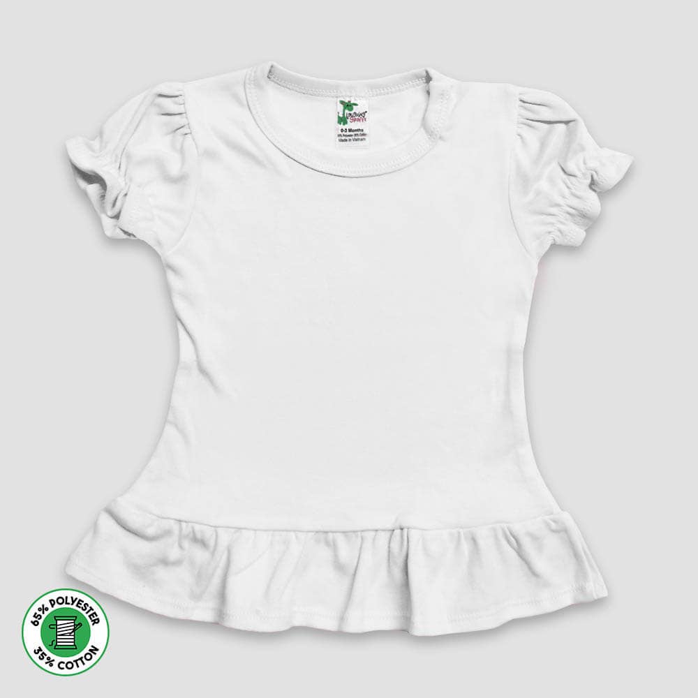 Laughing Giraffe - Wholesale T-Shirt - Kids - Girls Puff Sleeve Ruffle Peplum Top | Kids Blanks 6-PACK0