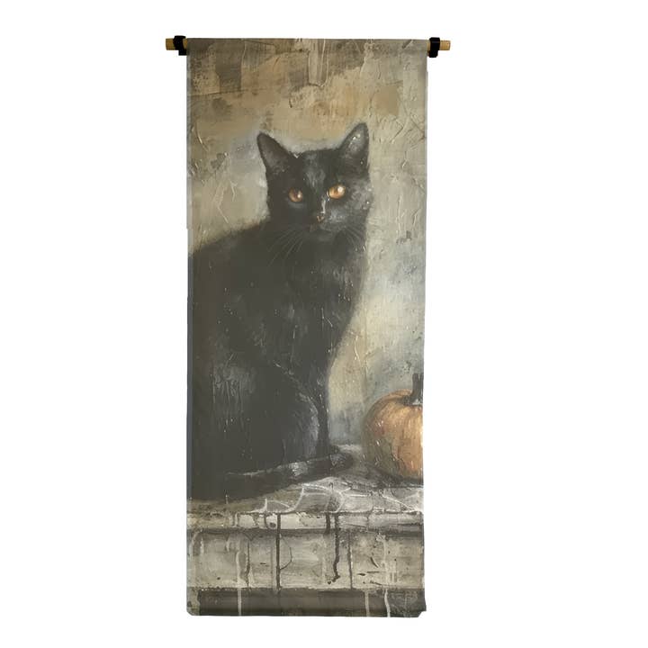 3'x6' Canvas Scroll - Black Cat for wholesale by Brayden and Brooks