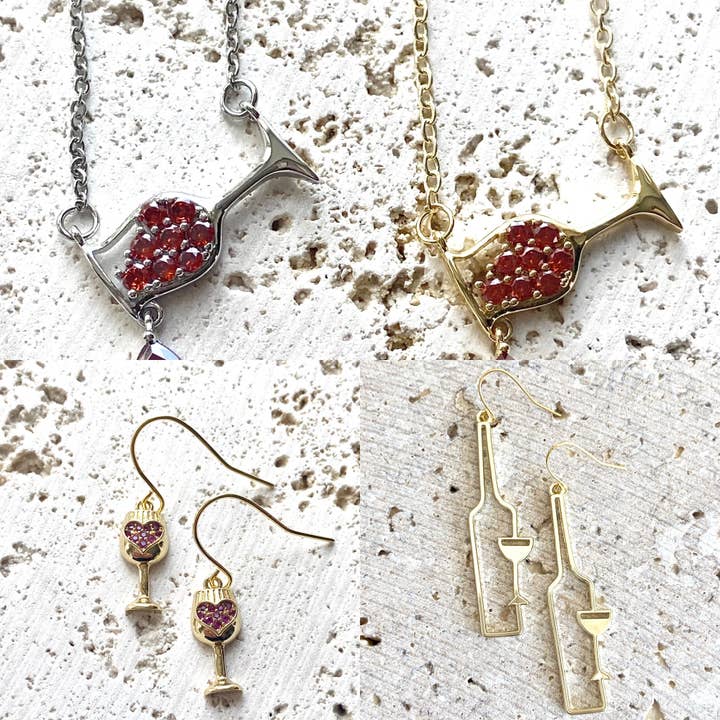 VB&CO Designs Handmade Jewelry - Wholesale Jewelry Set - Wine jewelry gift winery vineyard gift grape merlot bottle