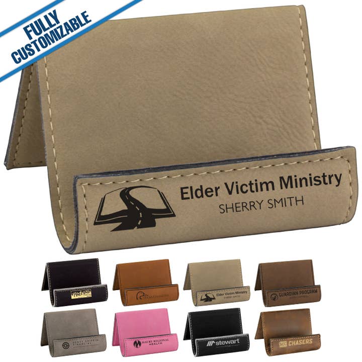 Engraved Leatherette Holder Easel - Fully Customizable for wholesale by GiftWorksPlus